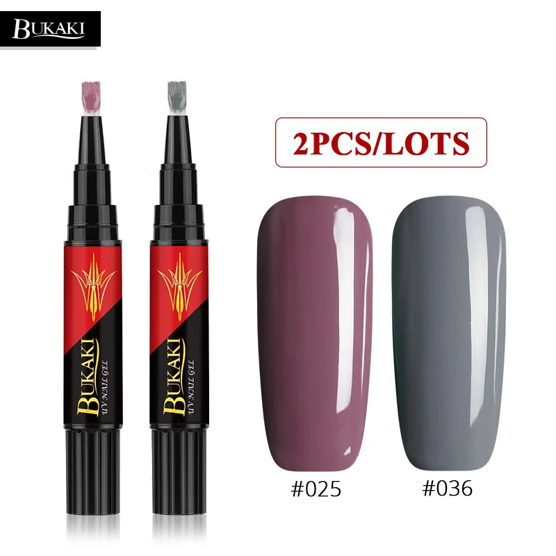 BUKAKI купить еще 2 5% скидка легко 3 в 1 гель лак для ногтей ручка 3 шт. ногтей Советы УФ гель лак Гибридный Сахар клей для ногтей один шаг - Цвет: 2PCS ZHG1309