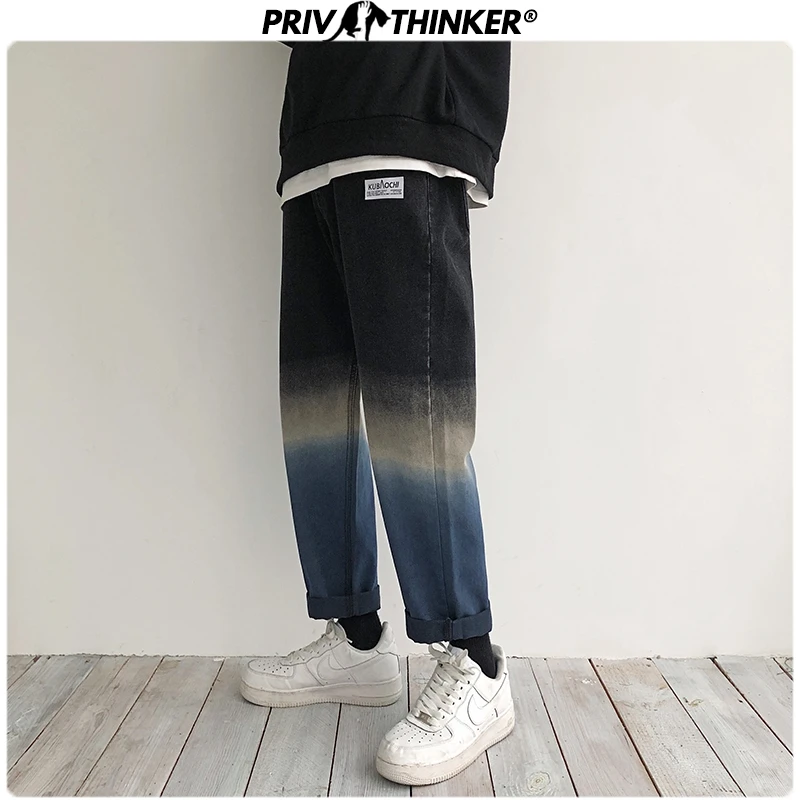 Privathinker мужские градиентные Прямые повседневные джинсовые штаны мужские хип-хоп корейские модные джинсы мужские осенние зимние новые синие брюки