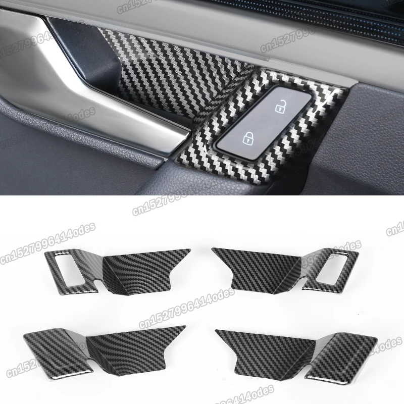 

carbon fiber car inner door bowl handle frame trims for volkswagen touareg vw cr 2018 2019 2020 2021 2022 interior accessories