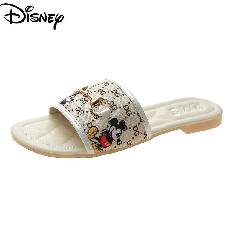

Disney Ladies New 2021 Cute Cartoon Mickey Wear Flat-bottomed Flip-flop Casual All-match Non-slip Sandals