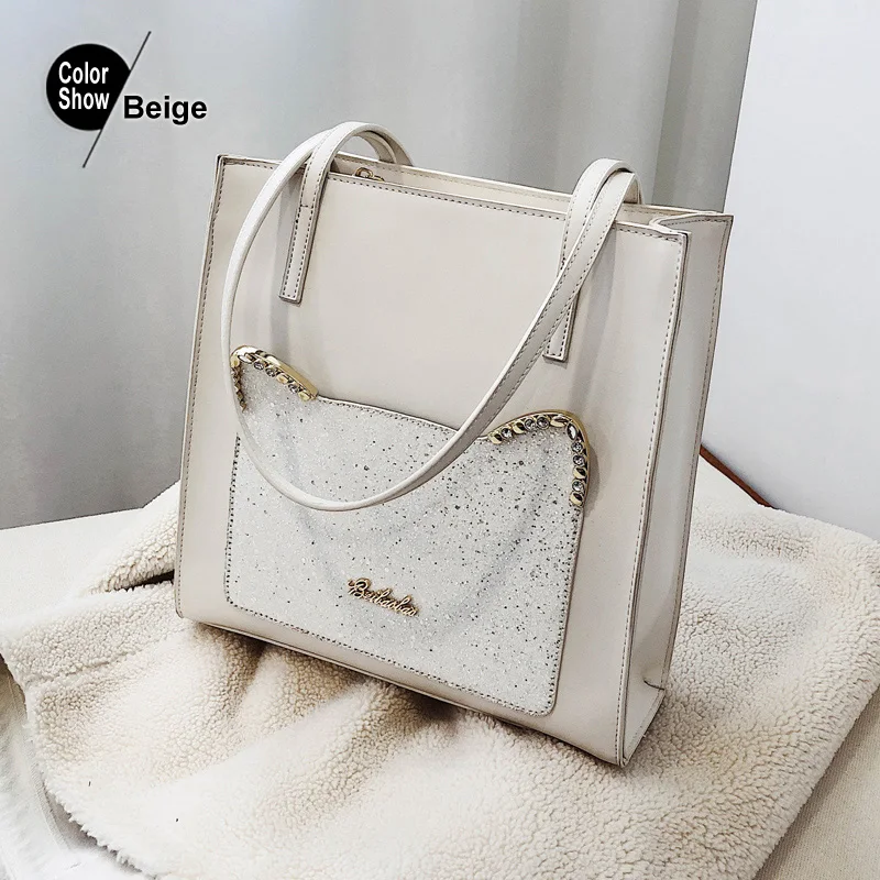 

Ladies Luxury Pu Leather Totes Bag 2021 New Cute Women's Handbags Women's Bags Big Shoulder Fashion Sequins Cat Bags