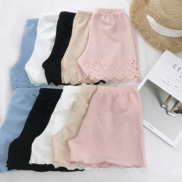 Тонкие кружевные короткие летние женские брюки облегающие укороченные