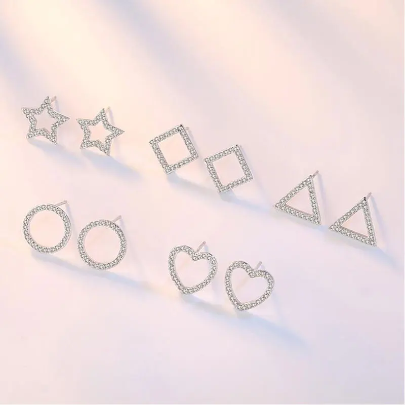 925 стерлингового серебра Очаровательная геометрическая вышивка звёздочки или