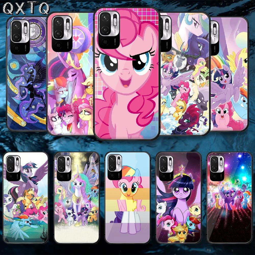 

QXTQ Rainbow Little Ponys Tempered Glass Phone Case Bag Cover For Xiaomi Redmi Note 7 8 9 10 A C T S Pro K 30 40 Black Fashion