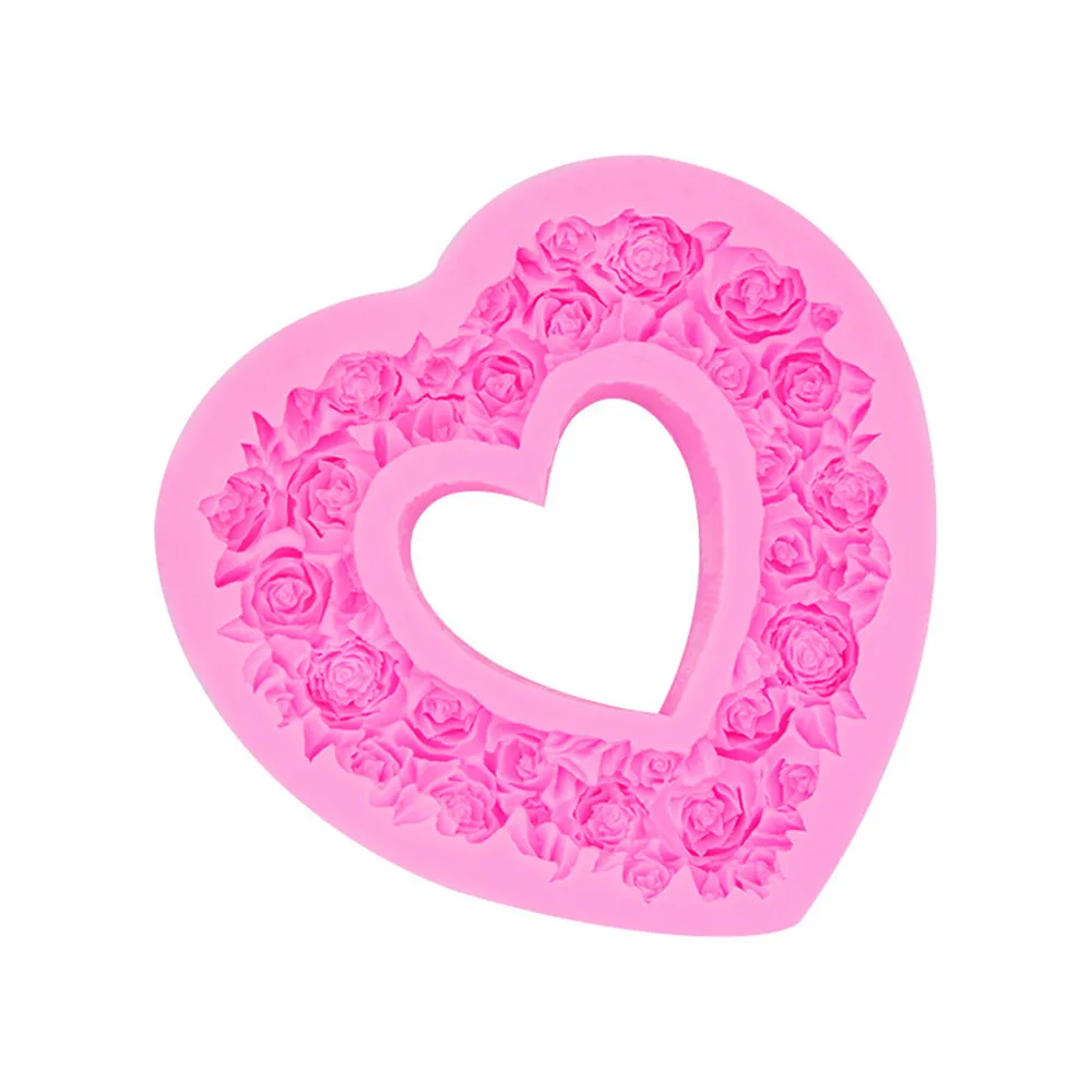 Эко дружественный большой размер сердце силиконовая форма в виде цветка розы