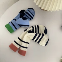 ladies socks two bar striped college style contrast color tube socks cotton socks