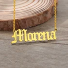 Старые ожерелья с именем на английском языке для женщин и мужчин, золотистая и серебристая цепочка из нержавеющей стали, персонализированное готическое ожерелье, ювелирные изделия