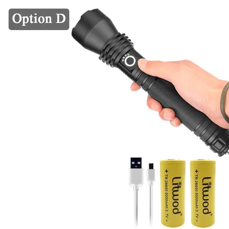 Option D Litwod Z201285 XLamp XHP70.2 50000lm высокий мощный тактический светодиодный вспышка светильник фонарь светильник 18650 26650 Батарея Фонари Отдых на природе - Испускаемый цвет: Option D