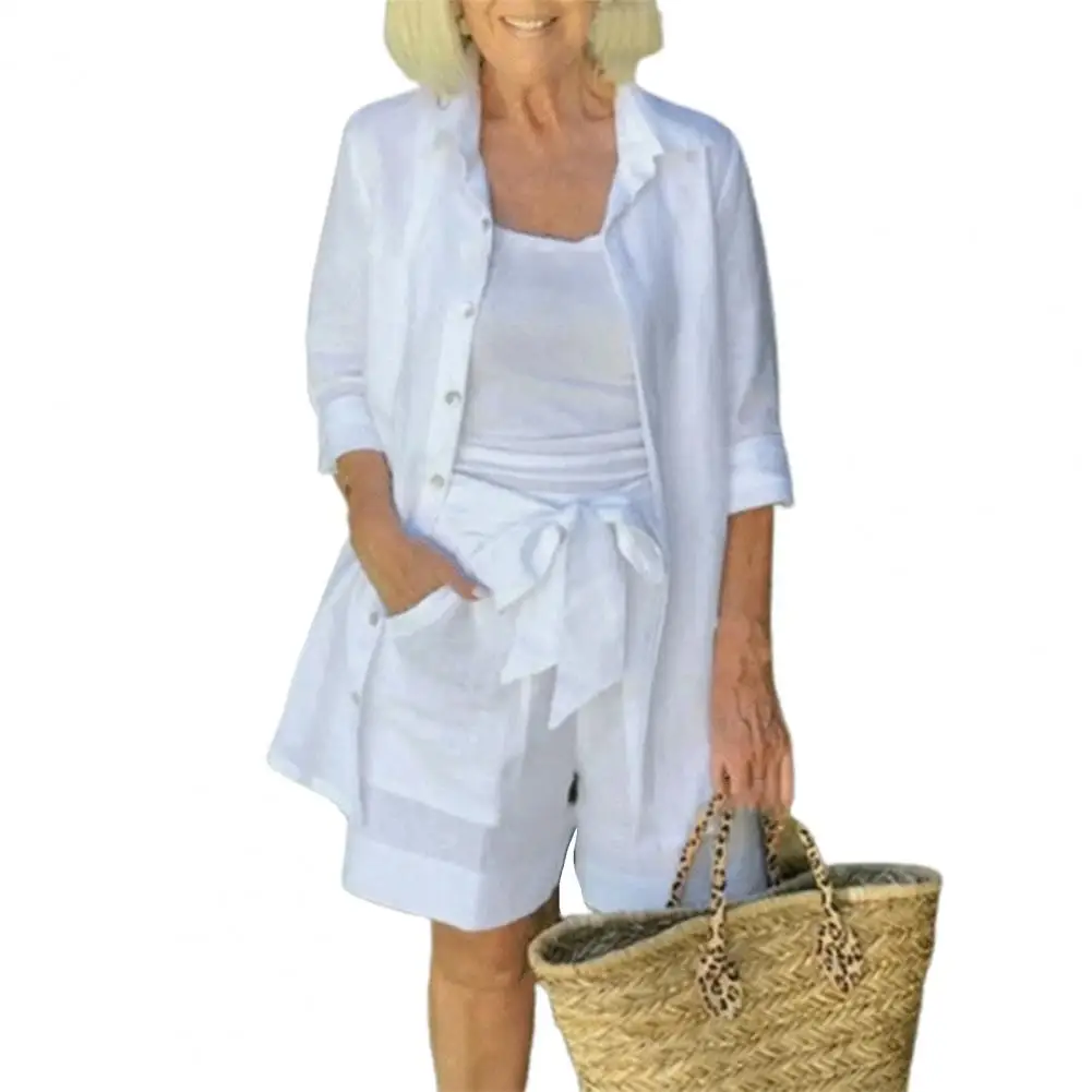 Женский повседневный комплект из рубашки и шортов однобортная рубашка на