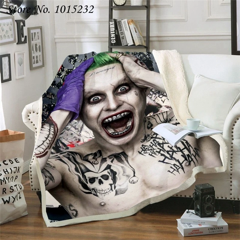 Красивый Джокер с татуировками 3D печатных Флисовое одеяло для кровати