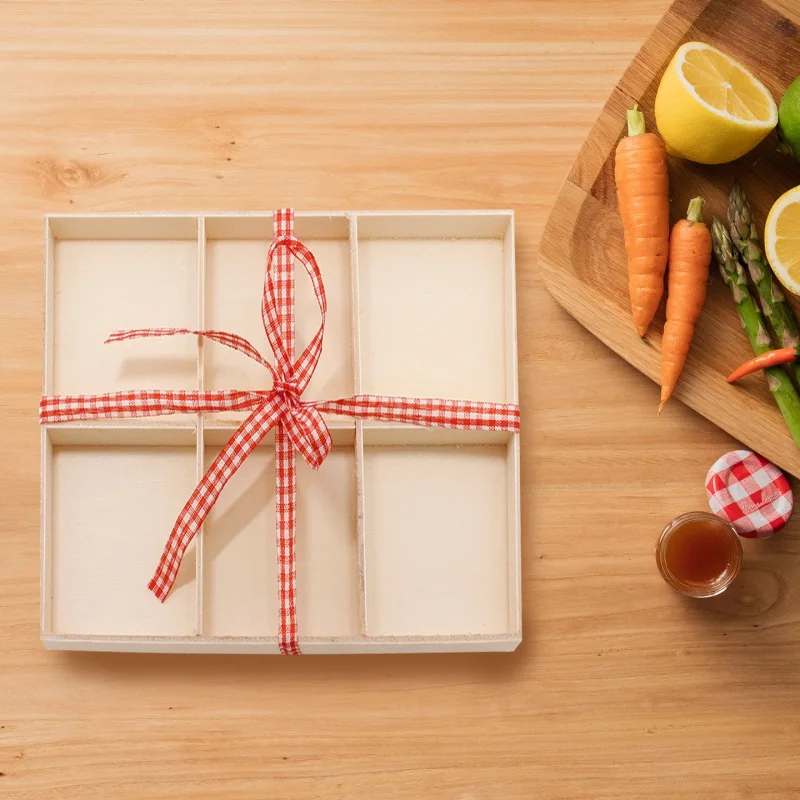 Деревянная коробка с 6 ячейками для украшения дома рождественские деревянные