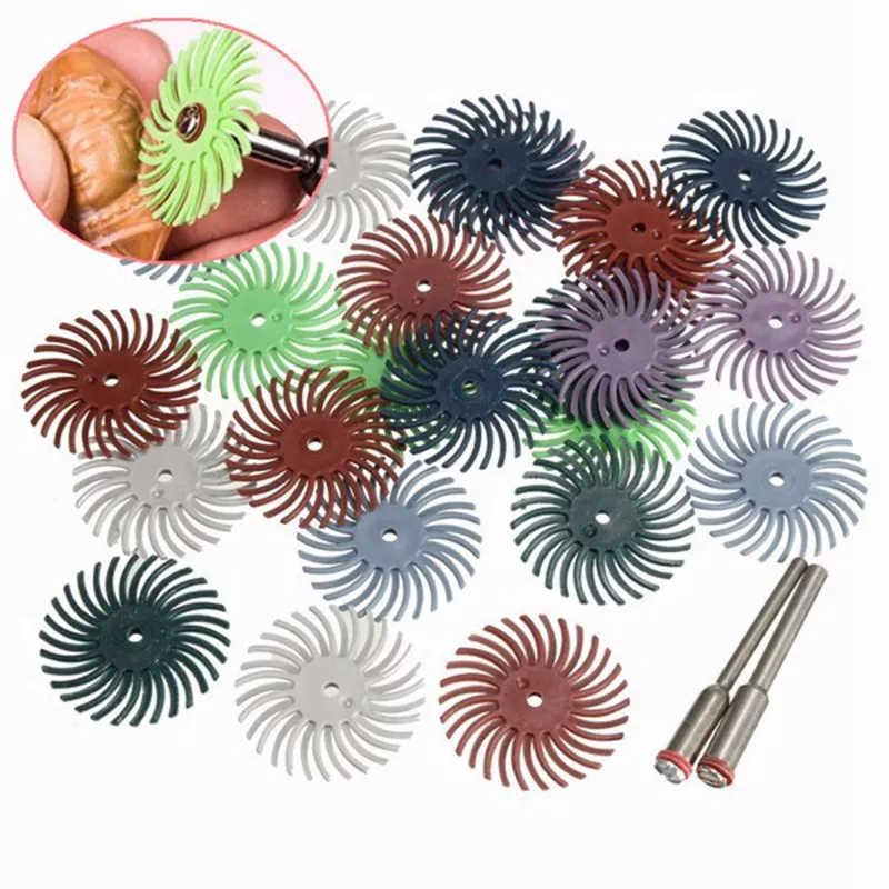 

24Pcs Radial Bristle Disc Brush Assortment 1 inch 8-Grits-3 Each + 2 Connection Handle Abrasive Tools