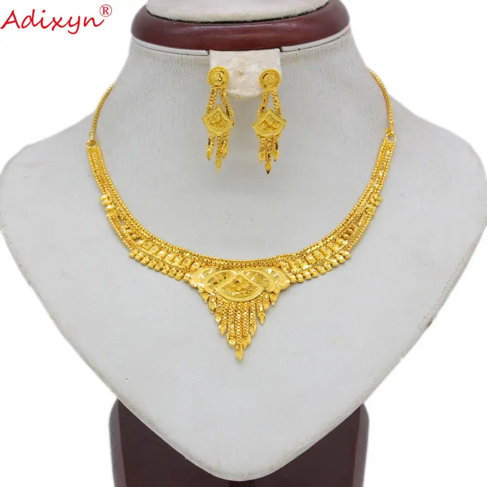 Adixyn Эфиопский ожерелье/серьги набор украшений для женщин Золотой Цвет/медь в