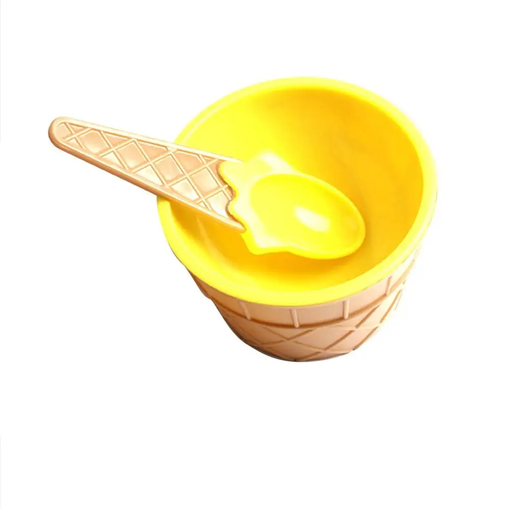 yellow Слайм миска коробка ложка пушистые контейнеры DIY комплект аксессуары Детский пластилин чаша игрушки Дети еда играть мороженое чаша - Цвет: yellow
