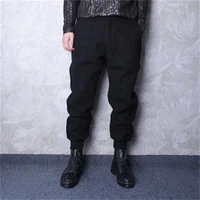 mens harlan pants autumn and winter new thickened woolen european and american leisure dark loose large pants