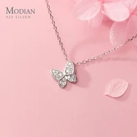 modian 2020 new 925 sterling silver sparkling zircon dancing butterfly tiny mini pendant for women fine jewelry birthday gift