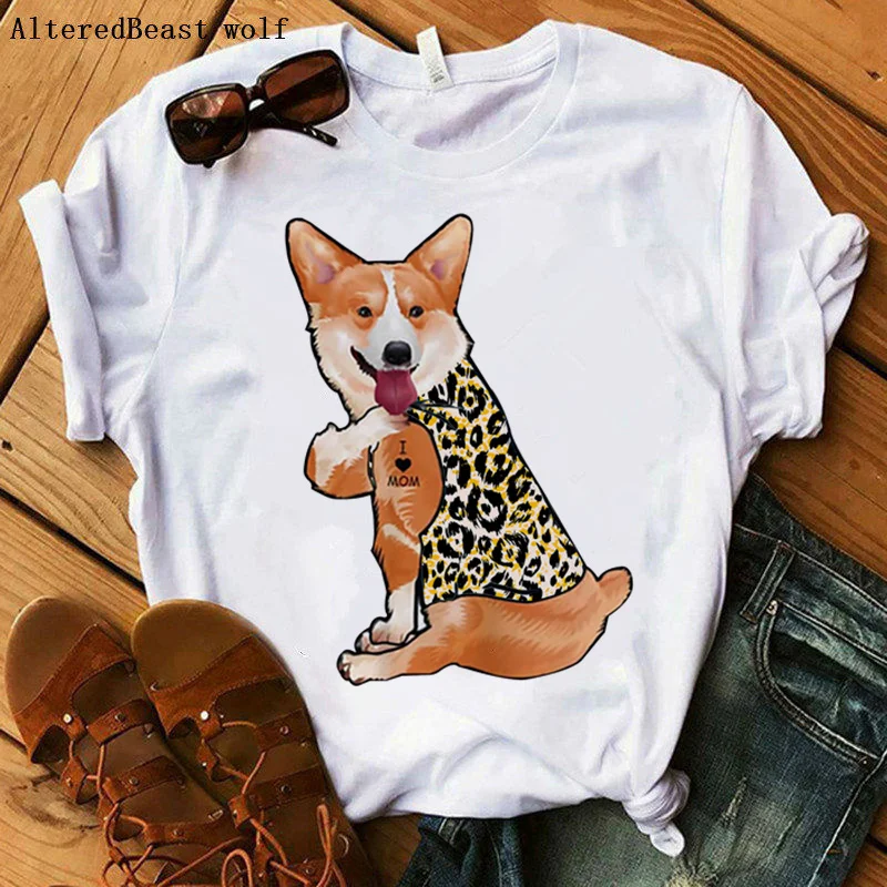 

Corgis Dog I Love Mom T-shirt Women harajuku Mama T-shirt Leopard T Shirt Female Hip Hop 2021 Tshirt Clothes