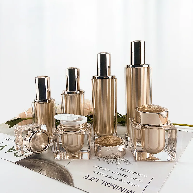 Золотые Пустые Акриловые Банки для крема фотовспышки женские флаконы спрея