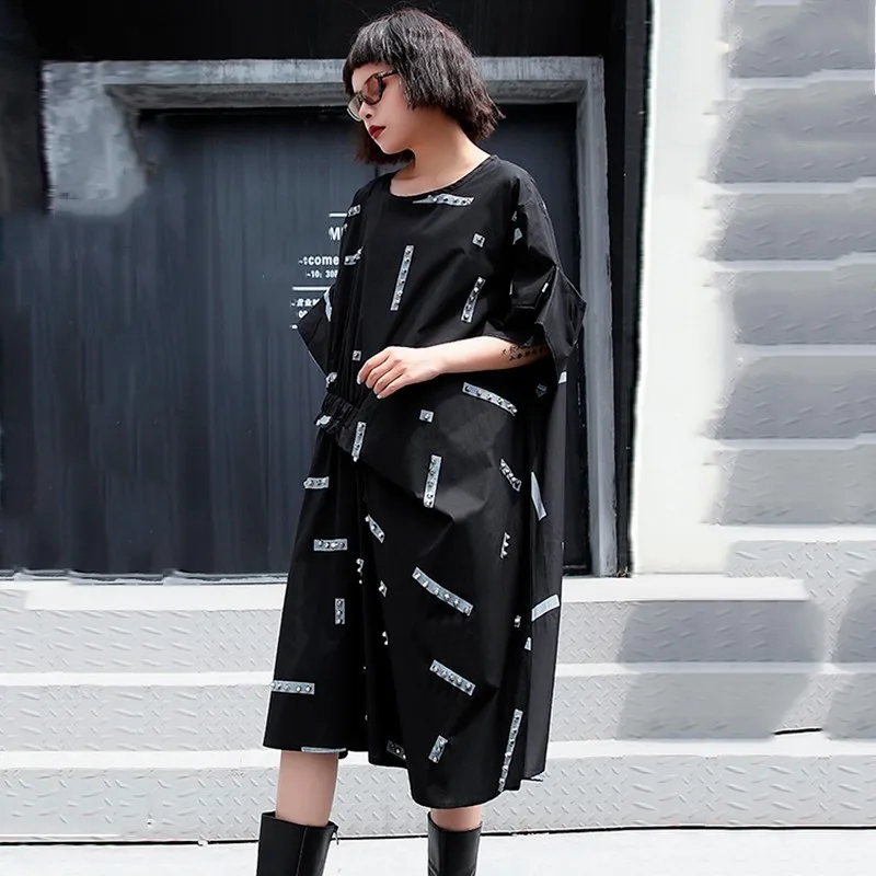 CHICEVER заклепки 2020 летнее платье с буквенным принтом женское свободное