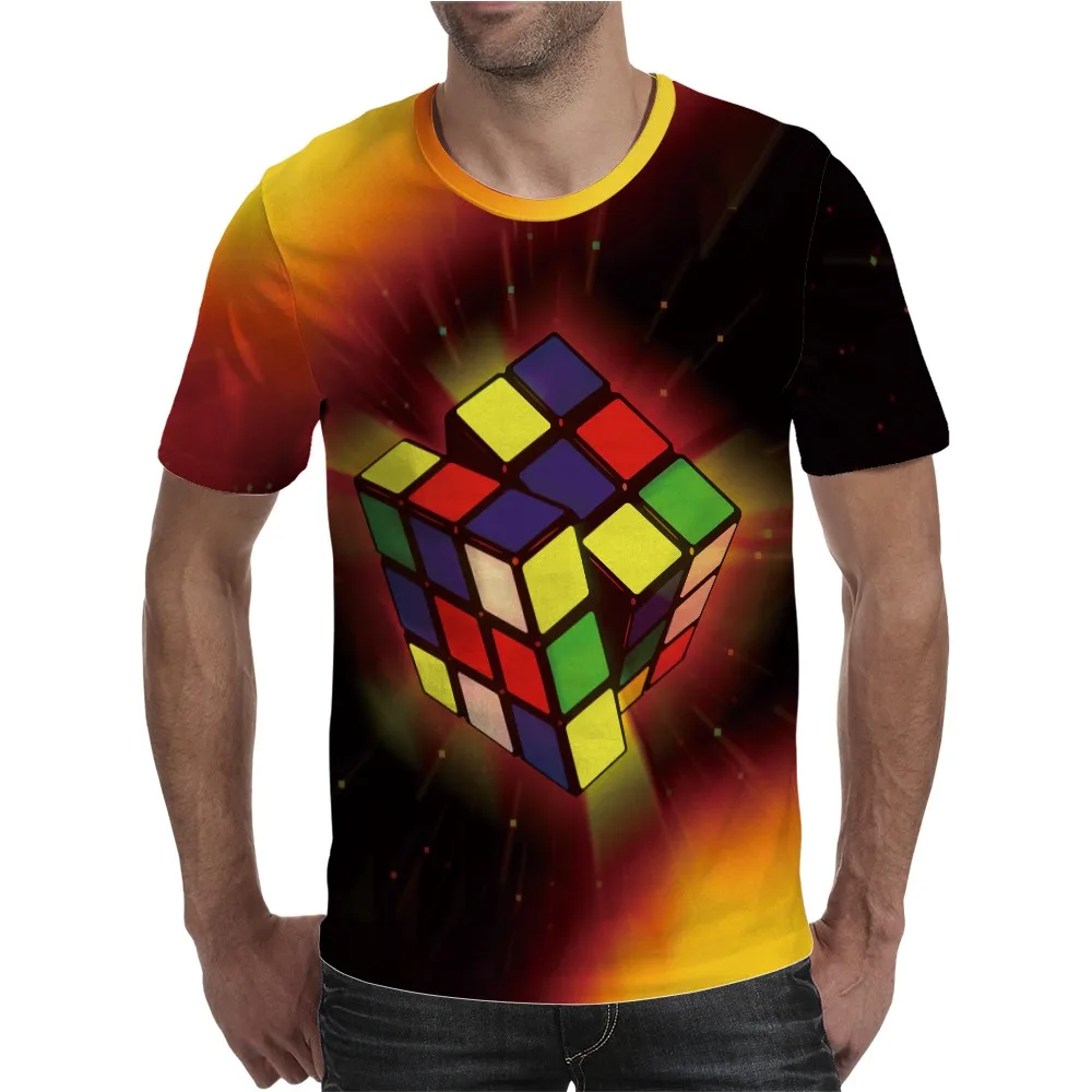 Лето 2020 новая 3D цифровая печать футболка тетрис Мужская и Женская Спорт на