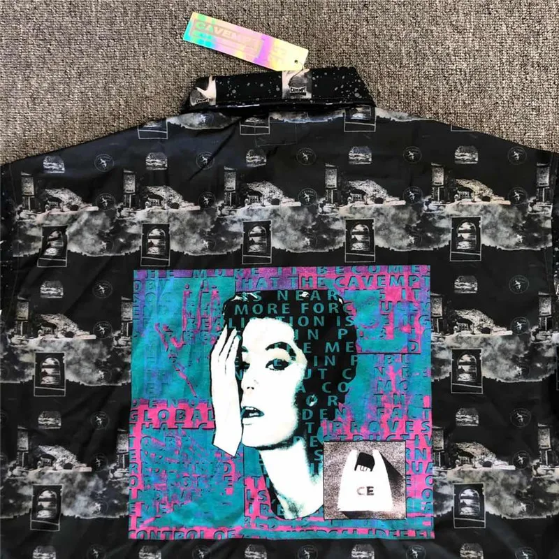 

Full Ghost Hand Printing CAVEMPT C.E Shirt Streetwear Retro Woman Face Cav Empt Shirts
