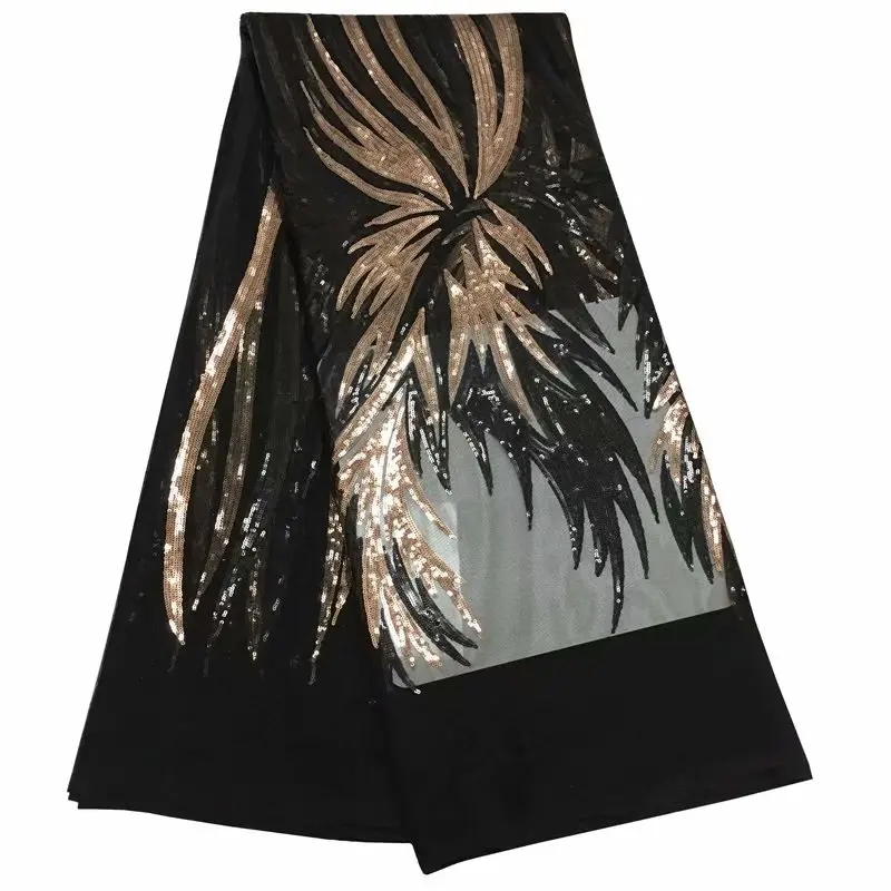 Горячая продажа черная нигерийская кружевная ткань высокого качества вышитая