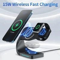 4 in 1 magnetic wireless charger stand 15w fast wireless charging station for samsung xiaomi mi huawei for iphone apple watch