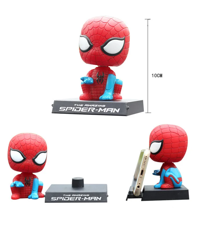Disney Marvel Avengers Spiderman groot Anime Q version Car Ornaments Action Figure Shaking his head Toys Doll gift birthday | Игрушки и