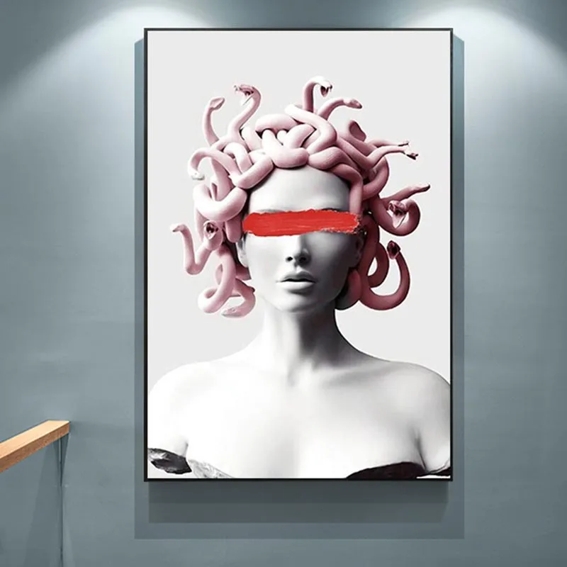 Скульптура Медузы парным холст Плакаты граффити на холсте настенные картины