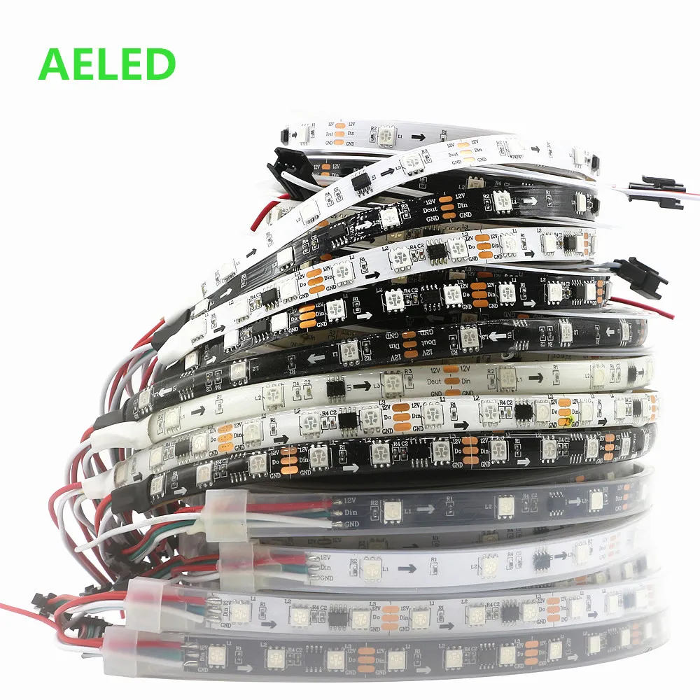 

WS2811 Led Strip Light RGB 5050 SMD Addressable Smart Lights 30 60 Pixels/m External 1 IC Control 3 Leds IP30 IP65 IP67 DC12V