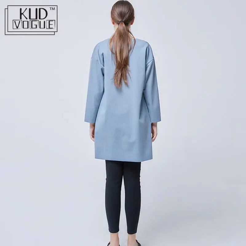 Женская ветровка 2018 розовый черный длинный Тренч воротник карман Офисная Леди