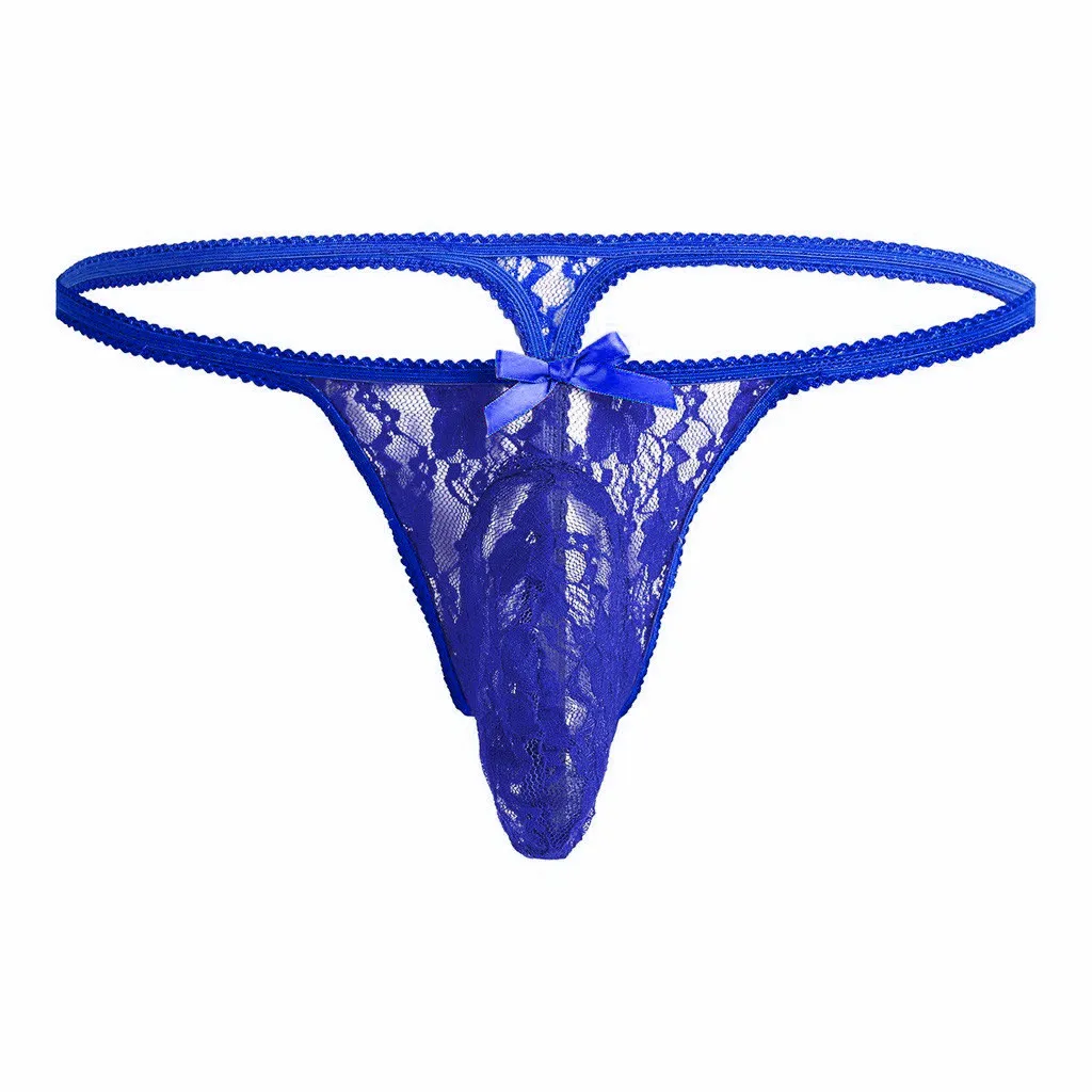 Men's G-String T-Back Shorts Men Underwear Stylish Lace Pattern hombre Sexy G String Cueca Gay Penis Lingerie | Тематическая