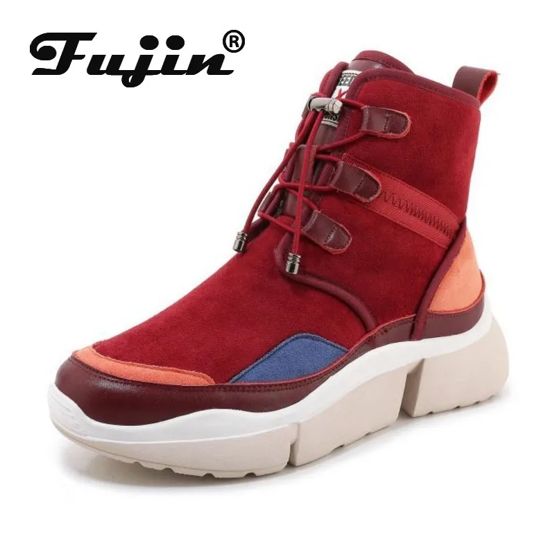 Fujin/женские ботинки Кроссовки с высоким берцем Ботильоны Цветная обувь Зимние