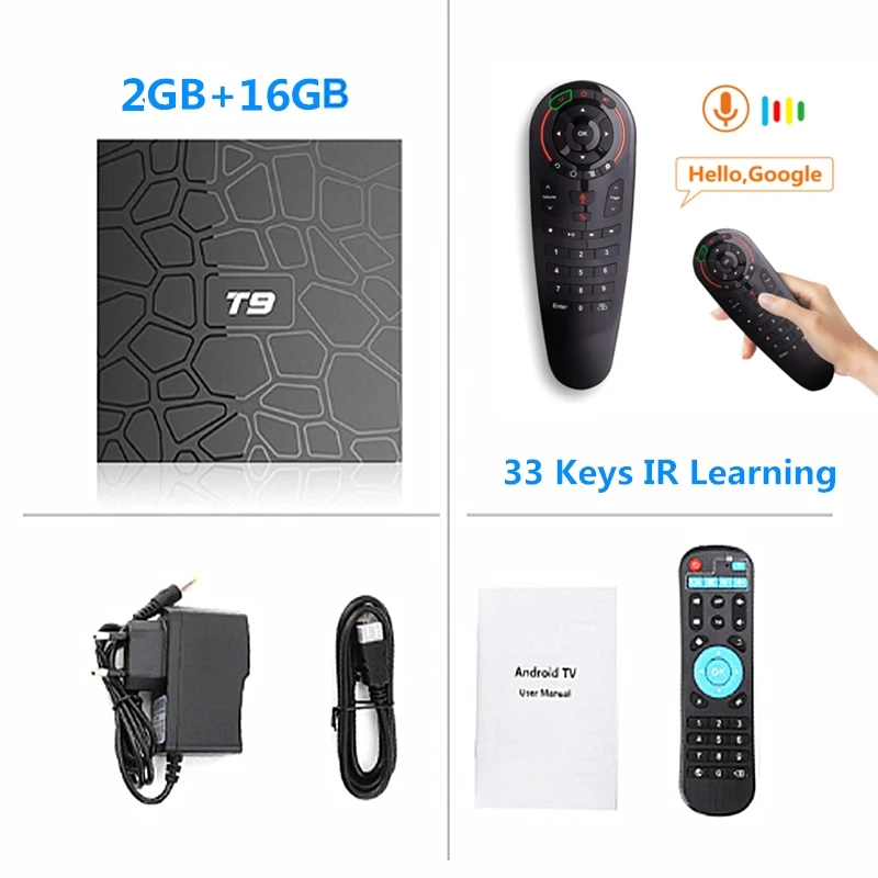 2GB16GB Add G30 Android 9,0 T9 tv Box 4 ГБ 32 ГБ/64 ГБ Smart tv Rockchip RK3318 1080P H.265 4K 2,4G/5 ГГц двойной wifi BT 4,0 медиаплеер телеприставка - Цвет: 2GB16GB Add G30
