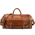 Дорожная сумка из натуральной воловьей кожи для мужчин, большой саквояж из воловьей кожи в стиле ретро для путешествий, вместительный чемоданчик для выходных