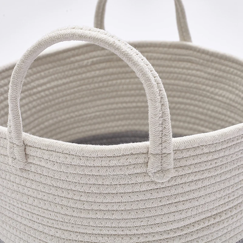 

Storage Baskets Cotton Rope Basket Woven Baby Laundry Basket Sofa Throws Pillows Towels Toys or Nursery Cotton Rope Organizer La
