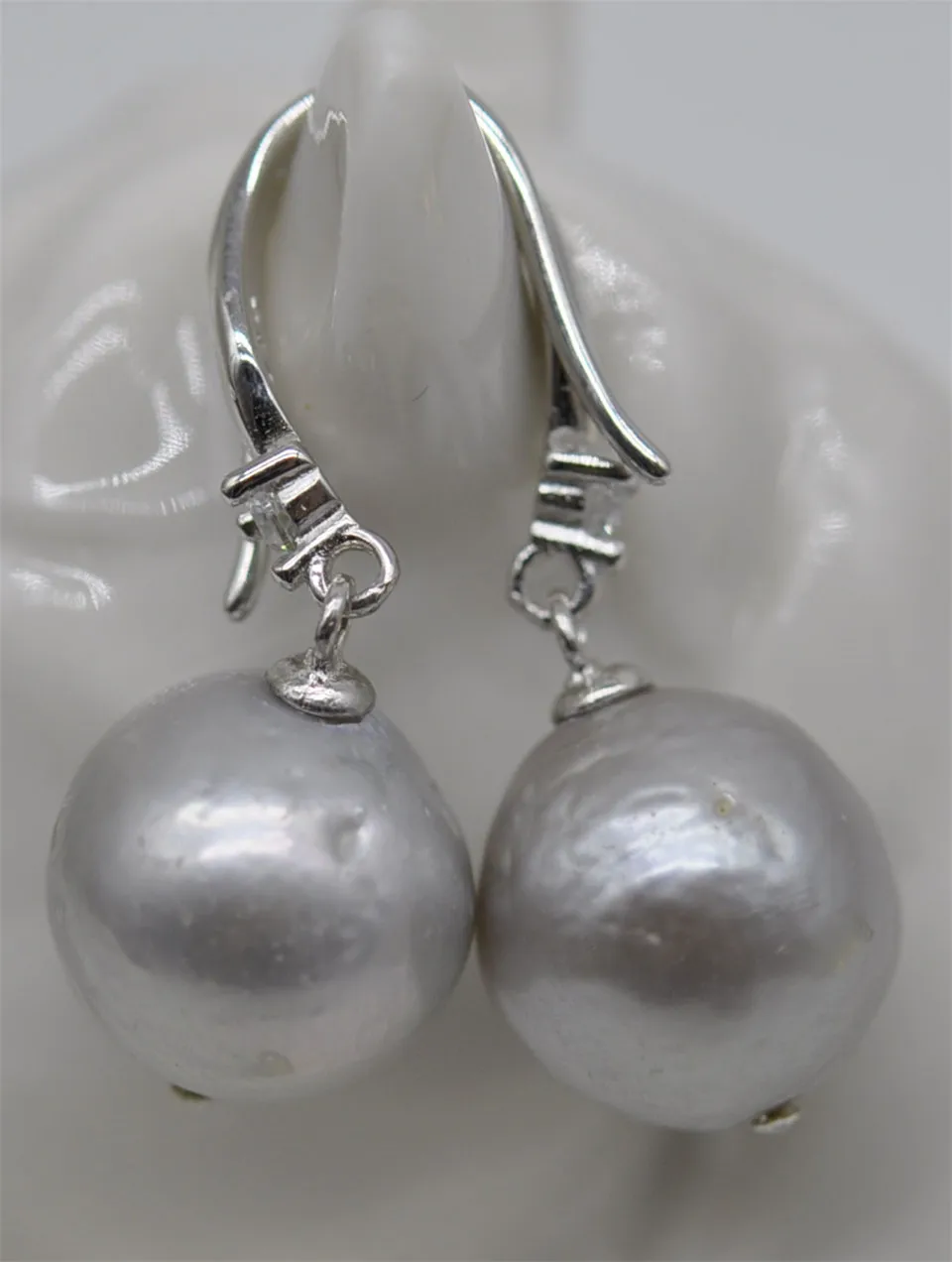 Женские серьги с жемчугом, серебро 925 пробы, 11-12 мм