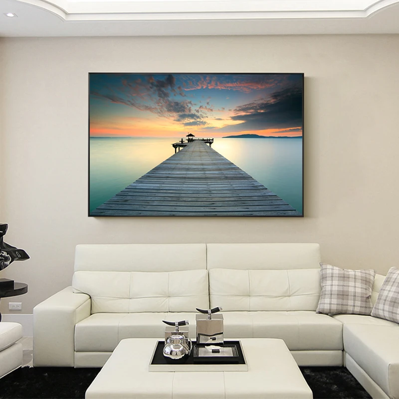 ZYGALLOP закат Пирс океан пейзаж холст живопись природный морской печатные плакаты