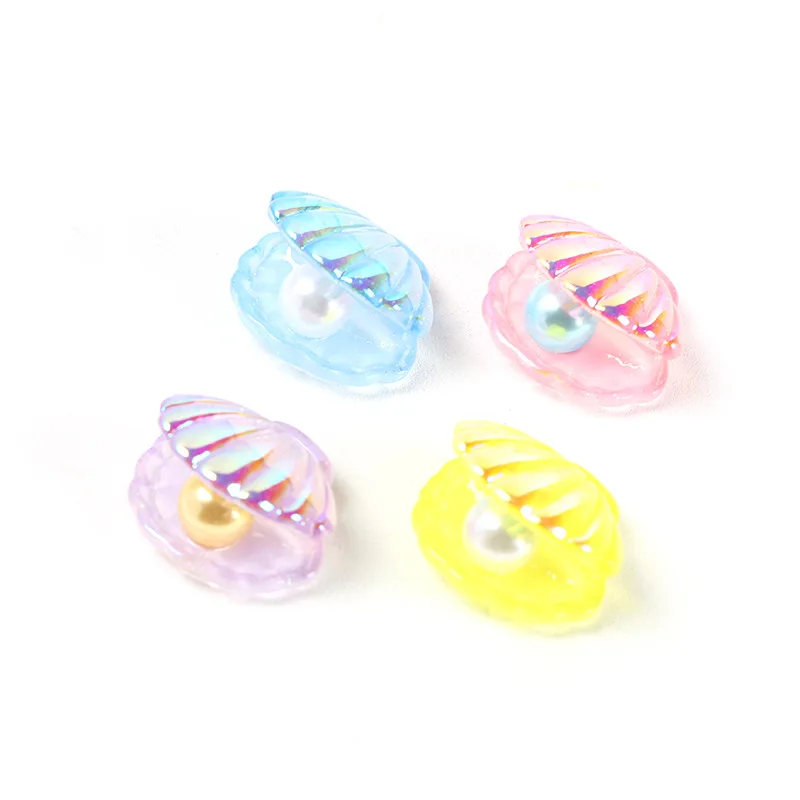 

10Pcs Kawaii Cute Color Plated Pearl Shells Flat Back Resin Cabochons Scrapbooking DIY Jewelry Craft Decoration Accessorie