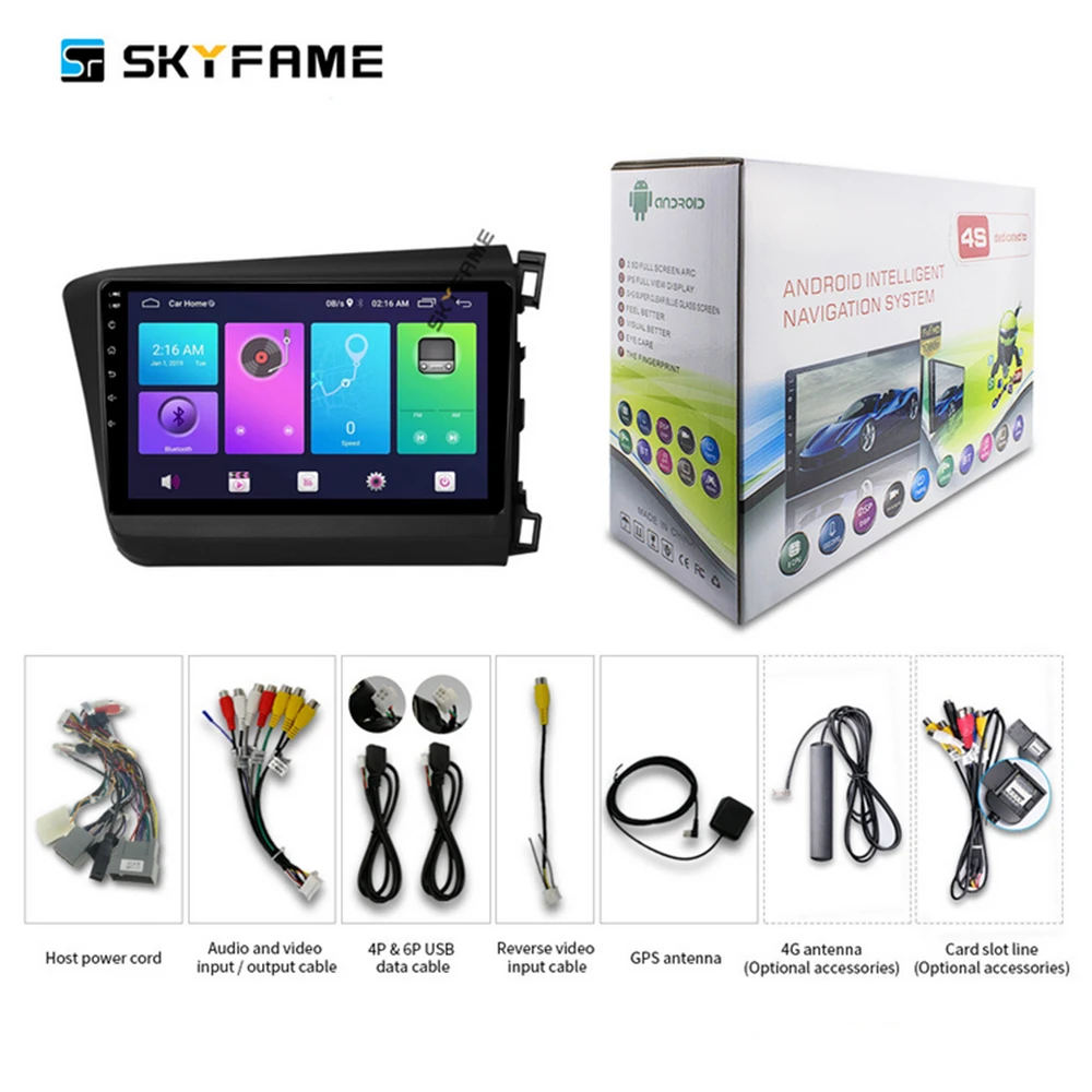 

SKYFAME Car Accessories Radio Stereo For Honda Civic 2011-2015 Android Multimedia System DSP GPS Navigation Player 9"