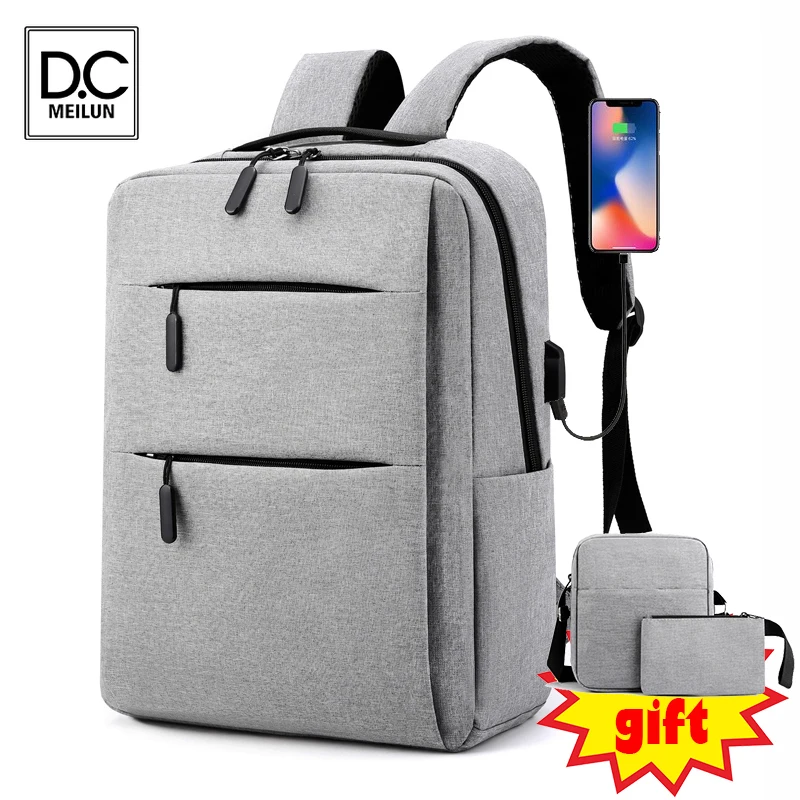 

Рюкзак DC.meilun, сумка, рюкзак с USB, мужской ноутбук, повседневные дорожные водонепроницаемые дорожные рюкзаки, школьные рюкзаки из трех предме...