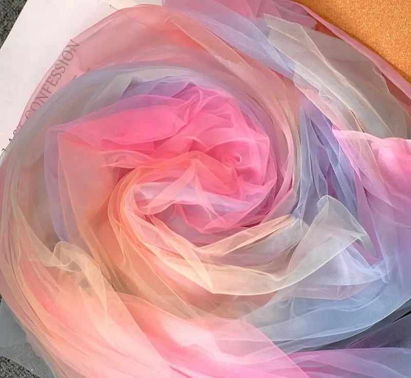 2 метра Тюлевая ткань с радужным градиентом сделай сам шитье юбка-пачка для