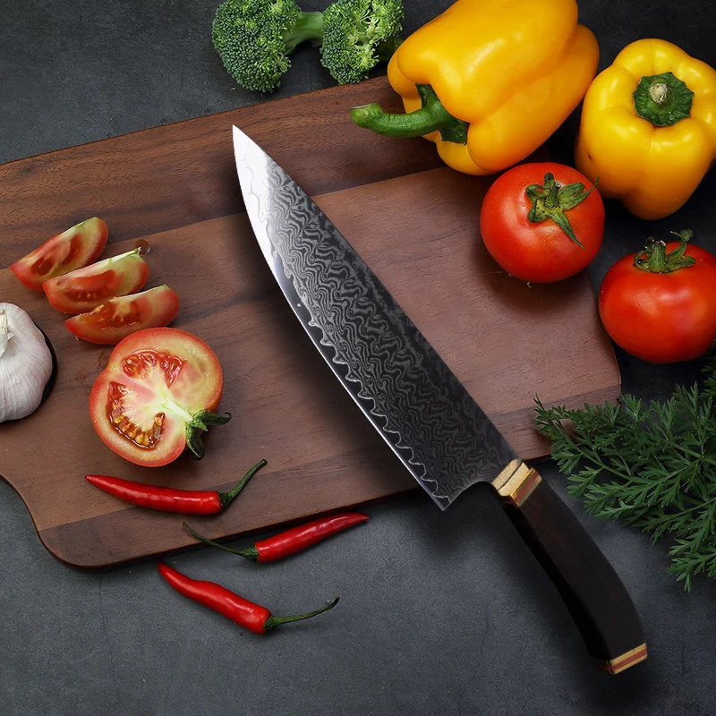 Кухонный нож шеф-повара Gyuto, японский нож VG10, дамасская сталь, кухонные ножи, ручная работа, кованые разделочные ножи, нарезка, приготовление фарша, 46