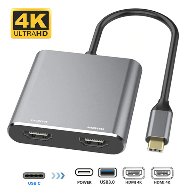 4K USB C HDMI Тип к преобразователь VGA 3 0 Аудио Видео адаптер PD 60 Вт быстрое зарядное