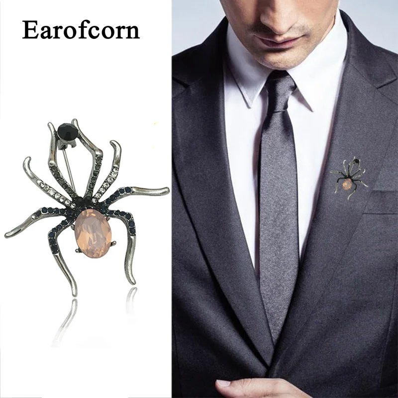 Earofcorn модная Изысканная инкрустация Стразы Броши пауки животные серия