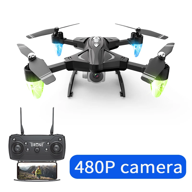 480p camera Мини-Дрон Радиоуправляемый вертолет 1080P 480p радиоуправляемые Дроны с камерой Hd игры селфи Дрон мини-игрушки складной Квадрокоптер черный - Цвет: 480p camera