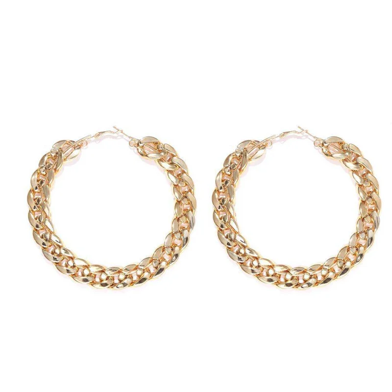 

Gold Circle Hoop Earrings For Women 6/7/8cm Vintage Geometric Round Drop Earrings Nightclub Party Gift Fashion Jewelry Accessory