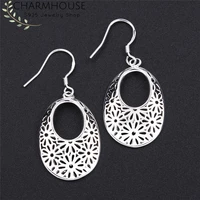 charmhouse 925 silver earrings for women oval dangle earing brincos femme pendientes vintage jewelry accessories bijoux