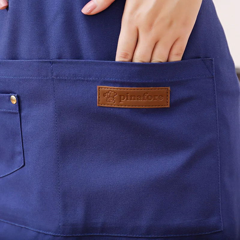 

New simple solid color canvas strong and durable adjustable halter head apron coffee shop milk tea shop work waist bib