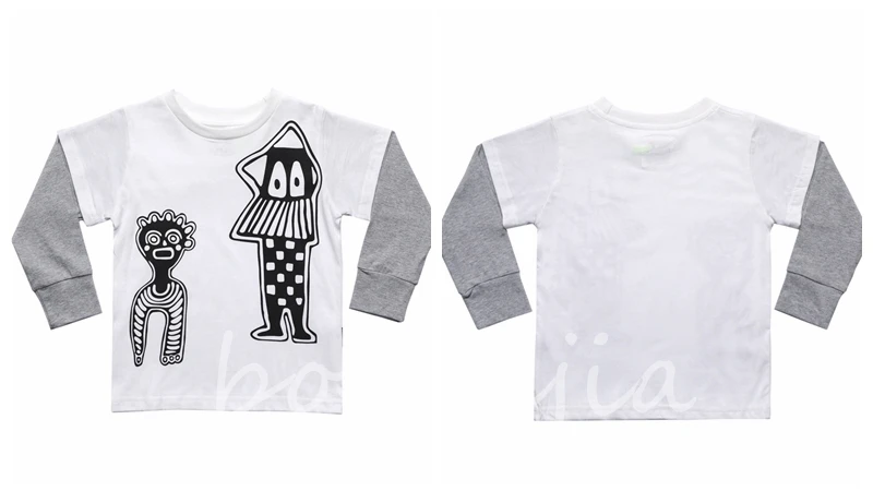 New Autumn Kids T Shirts Toddler Boys Long Sleeve Tops Embroidered Skull T-shirts Baby Girl Clothes Tribal Dancers t-shirt